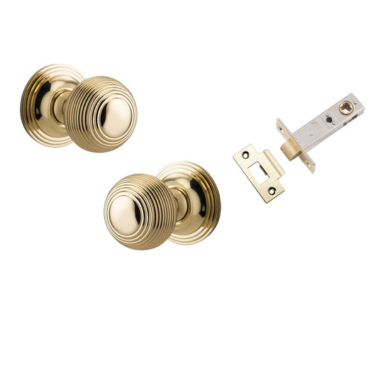 Iver Door Knob Guildford Round Rose Concealed Fix Polished Brass Passage Kit