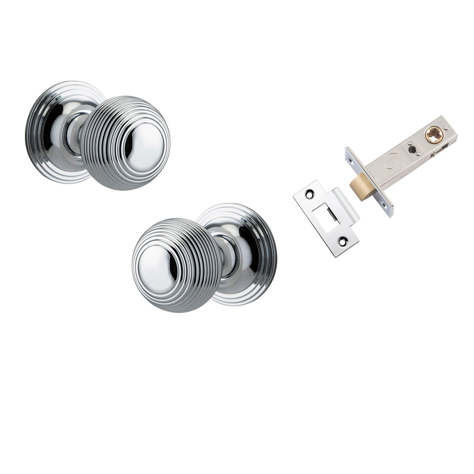 Iver Door Knob Guildford Round Rose Concealed Fix Polished Chrome Passage Kit