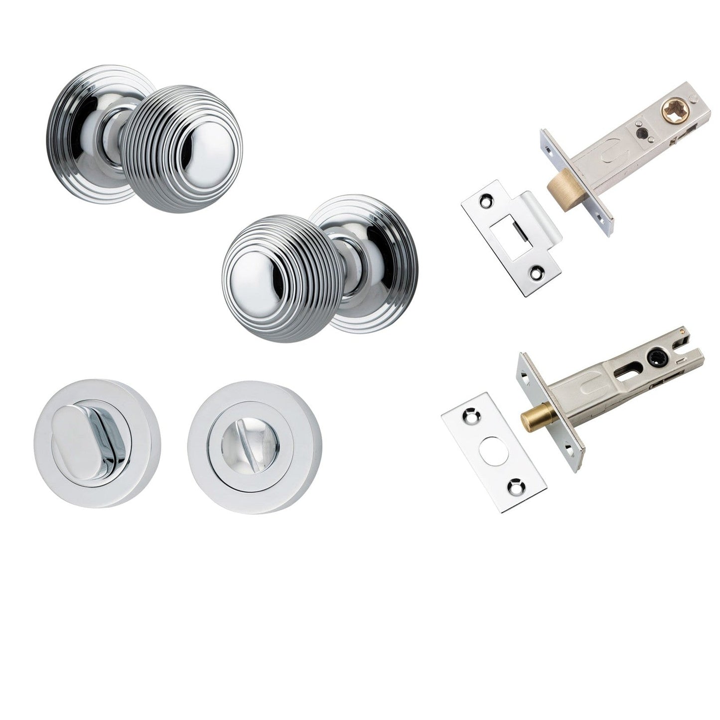 Iver Door Knob Guildford Round Rose Concealed Fix Polished Chrome Privacy Kit