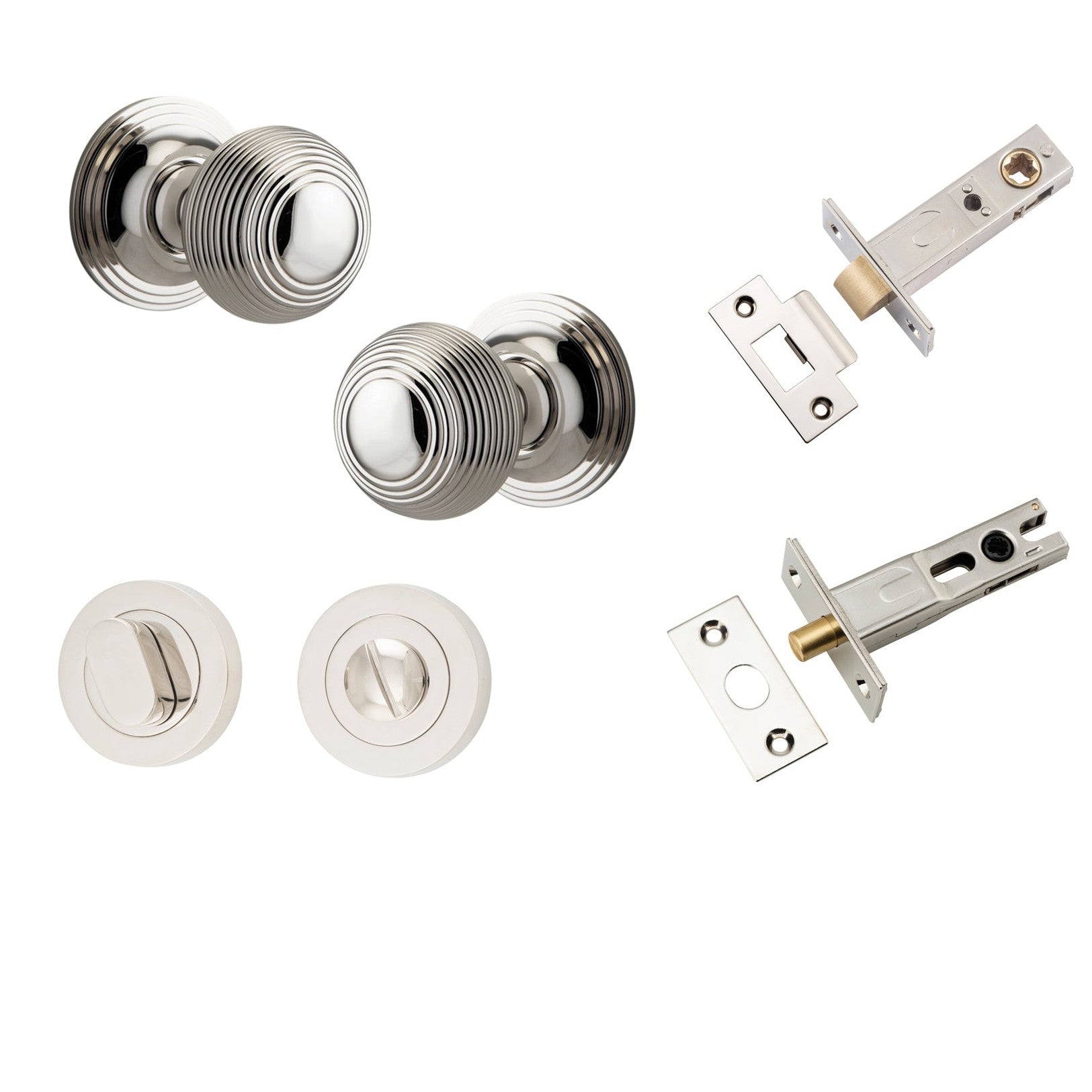 Iver Door Knob Guildford Round Rose Concealed Fix Polished Nickel Privacy Kit