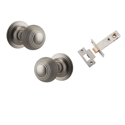 Iver Door Knob Guildford Round Rose Concealed Fix Satin Nickel Passage Kit