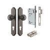 Iver Door Knob Guildford Shouldered Euro Key/Key Distressed Nickel Entrance Kit