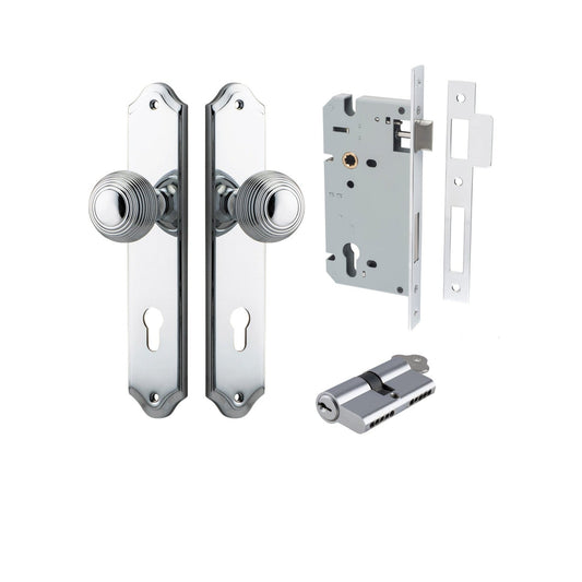 Iver Door Knob Guildford Shouldered Euro Key/Key Polished Chrome Entrance Kit