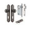 Iver Door Knob Guildford Shouldered Euro Key/Thumb Distressed Nickel Entrance Kit