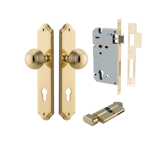 Iver Door Knob Guildford Shouldered Euro Key/Thumb Polished Brass Entrance Kit