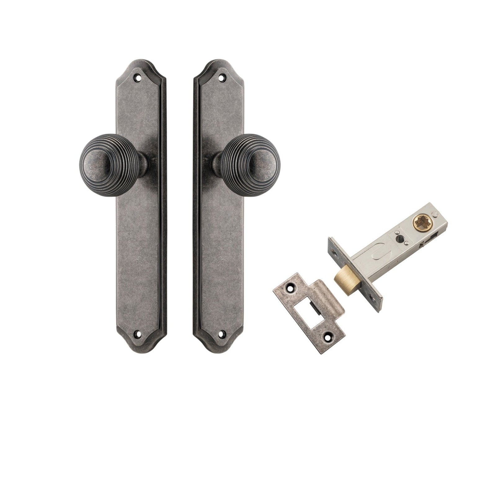 Iver Door Knob Guildford Shouldered Latch Distressed Nickel Passage Kit