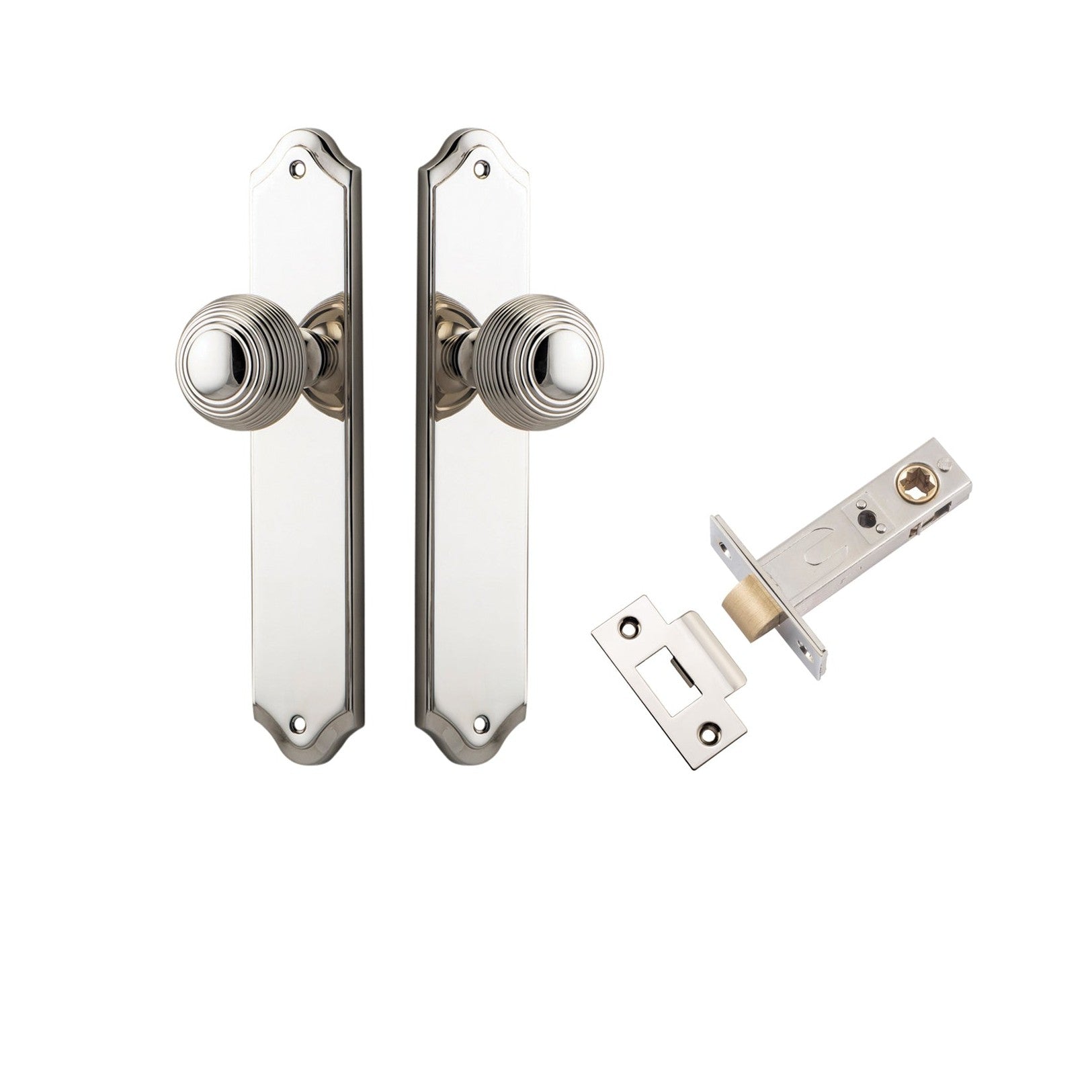 Iver Door Knob Guildford Shouldered Latch Polished Nickel Passage Kit
