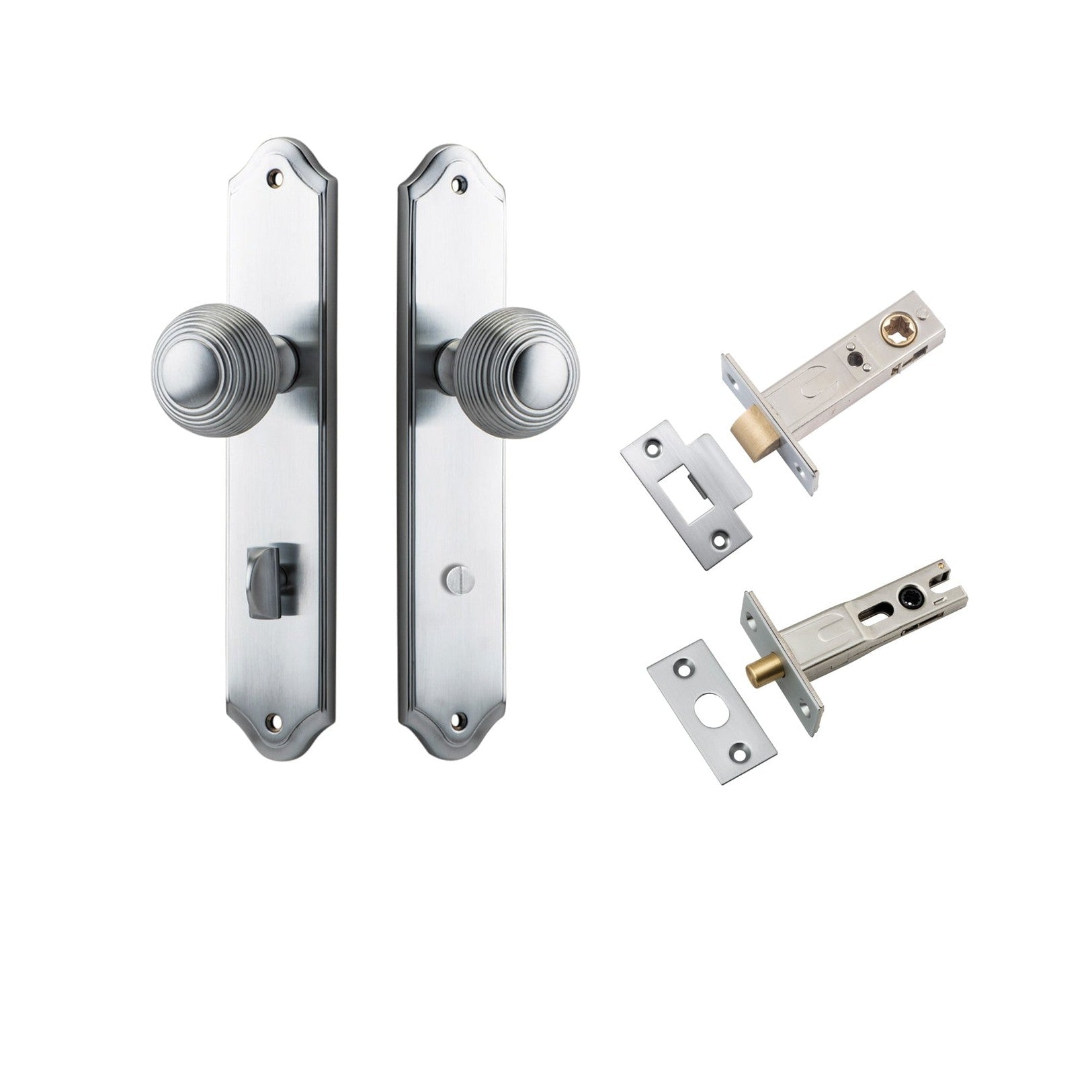 Iver Door Knob Guildford Shouldered Privacy Brushed Chrome Inbuilt Privacy Kit