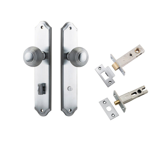 Iver Door Knob Guildford Shouldered Privacy Brushed Chrome Inbuilt Privacy Kit