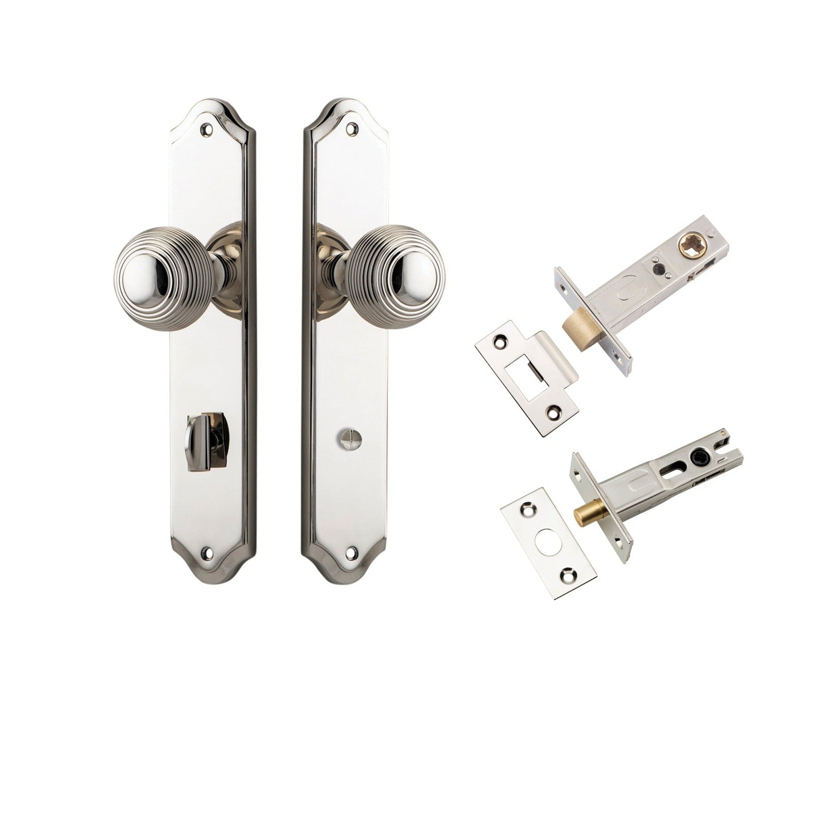 Iver Door Knob Guildford Shouldered Privacy Polished Nickel Inbuilt Privacy Kit