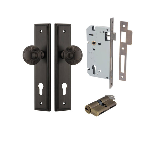 Iver Door Knob Guildford Stepped Euro Key/Key Signature Brass Entrance Kit