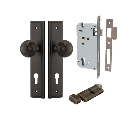 Iver Door Knob Guildford Stepped Euro Key/Thumb Signature Brass Entrance Kit