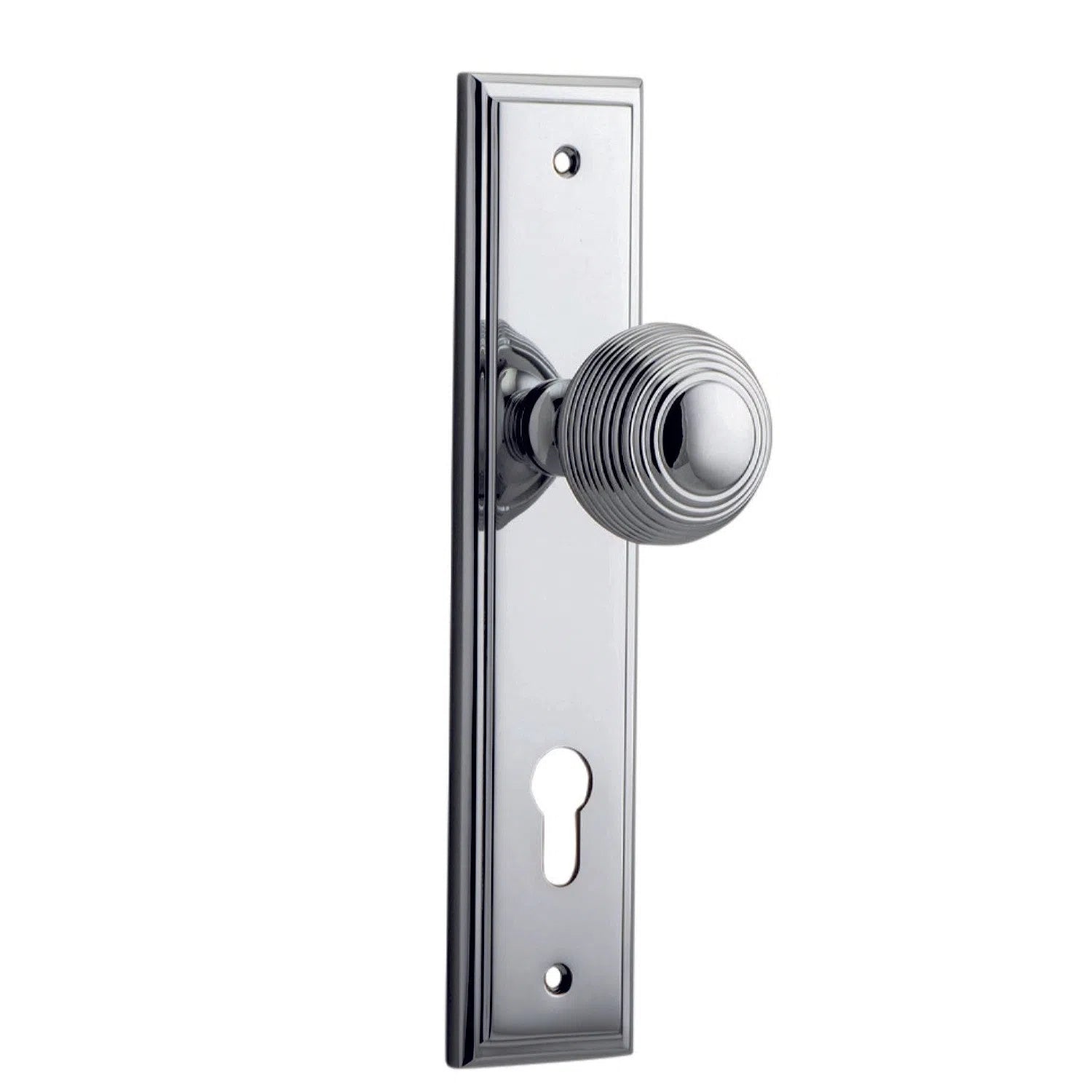 Iver Door Knob Guildford Stepped Euro Pair Polished Chrome