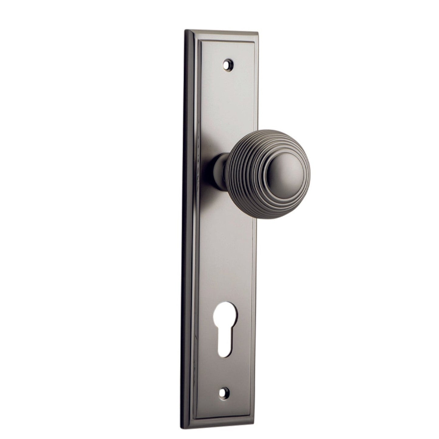 Iver Door Knob Guildford Stepped Euro Pair Satin Nickel