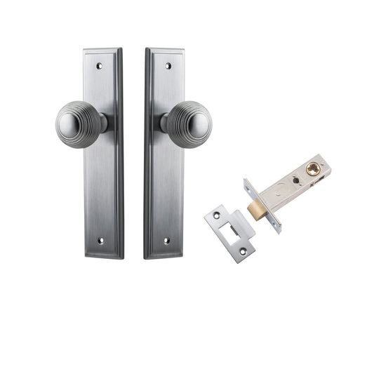 Iver Door Knob Guildford Stepped Latch Brushed Chrome Passage Kit
