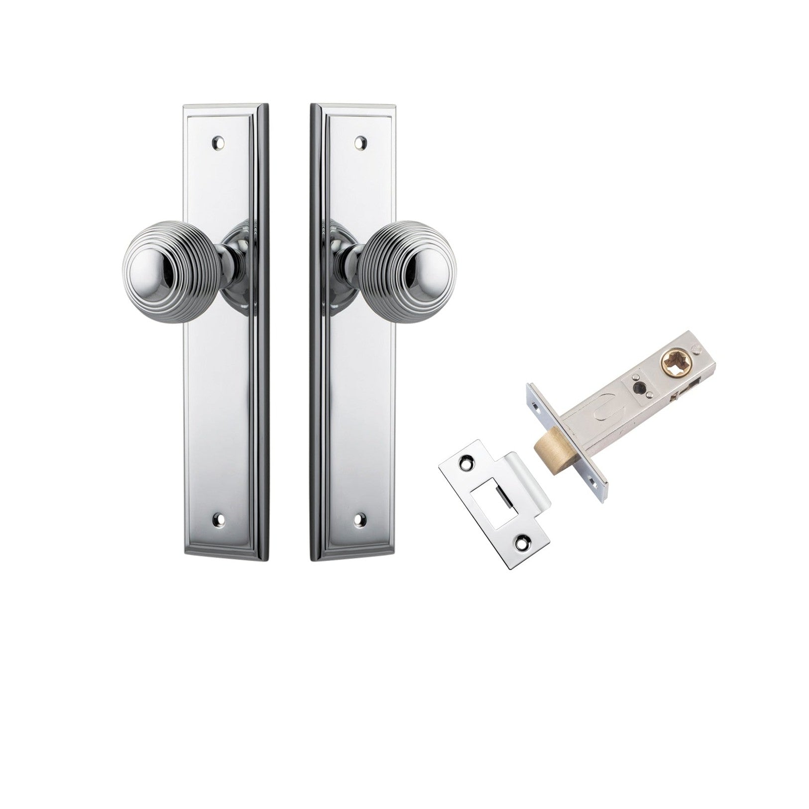 Iver Door Knob Guildford Stepped Latch Polished Chrome Passage Kit