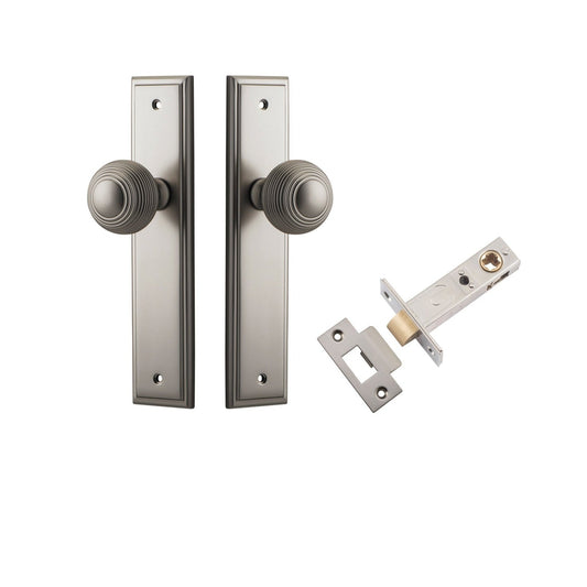 Iver Door Knob Guildford Stepped Latch Satin Nickel Passage Kit