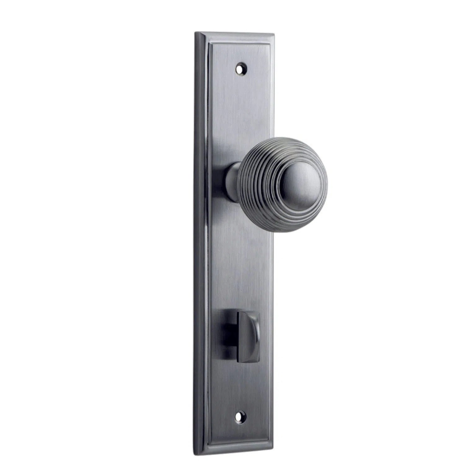 Iver Door Knob Guildford Stepped Privacy Pair Brushed Chrome