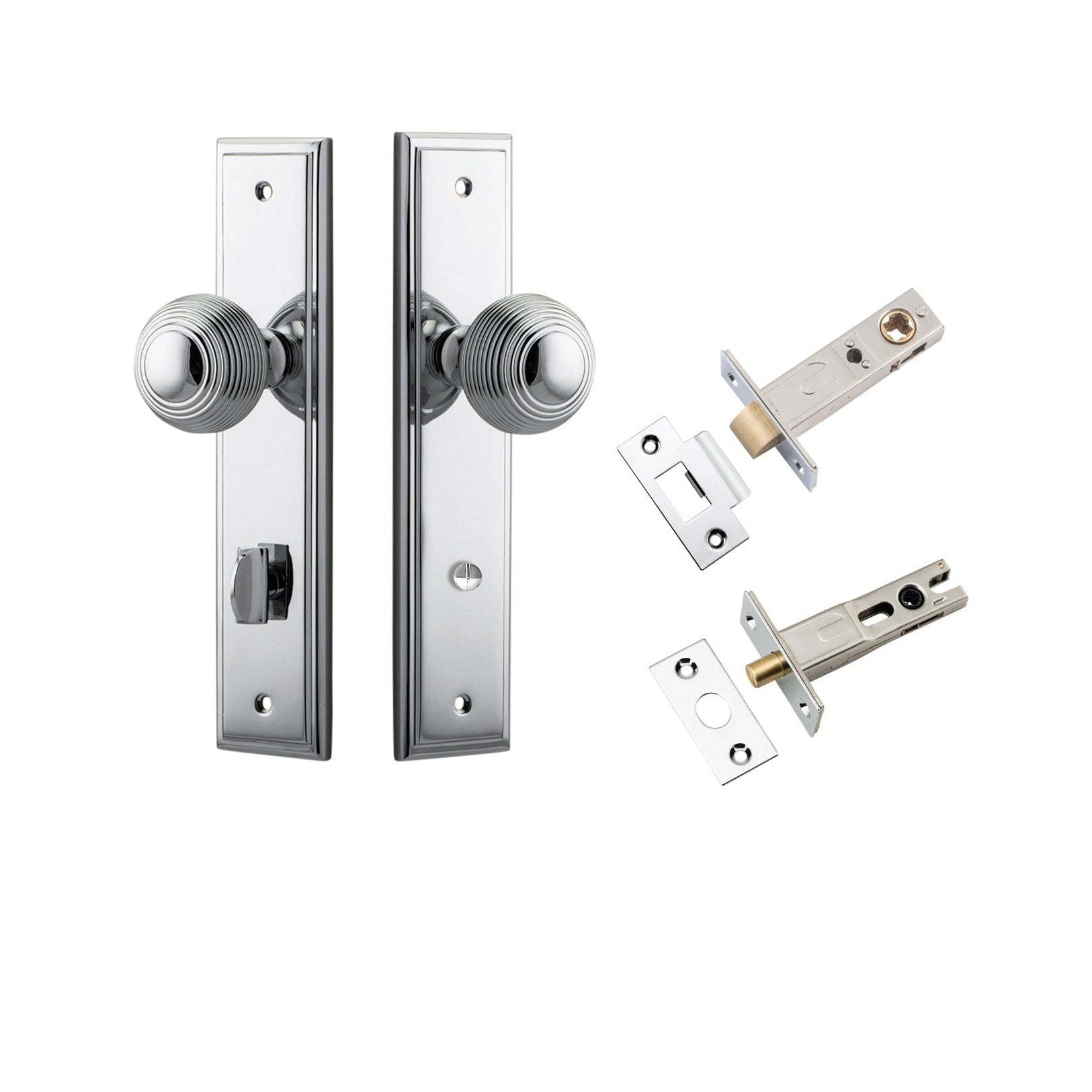 Iver Door Knob Guildford Stepped Privacy Polished Chrome Inbuilt Privacy Kit