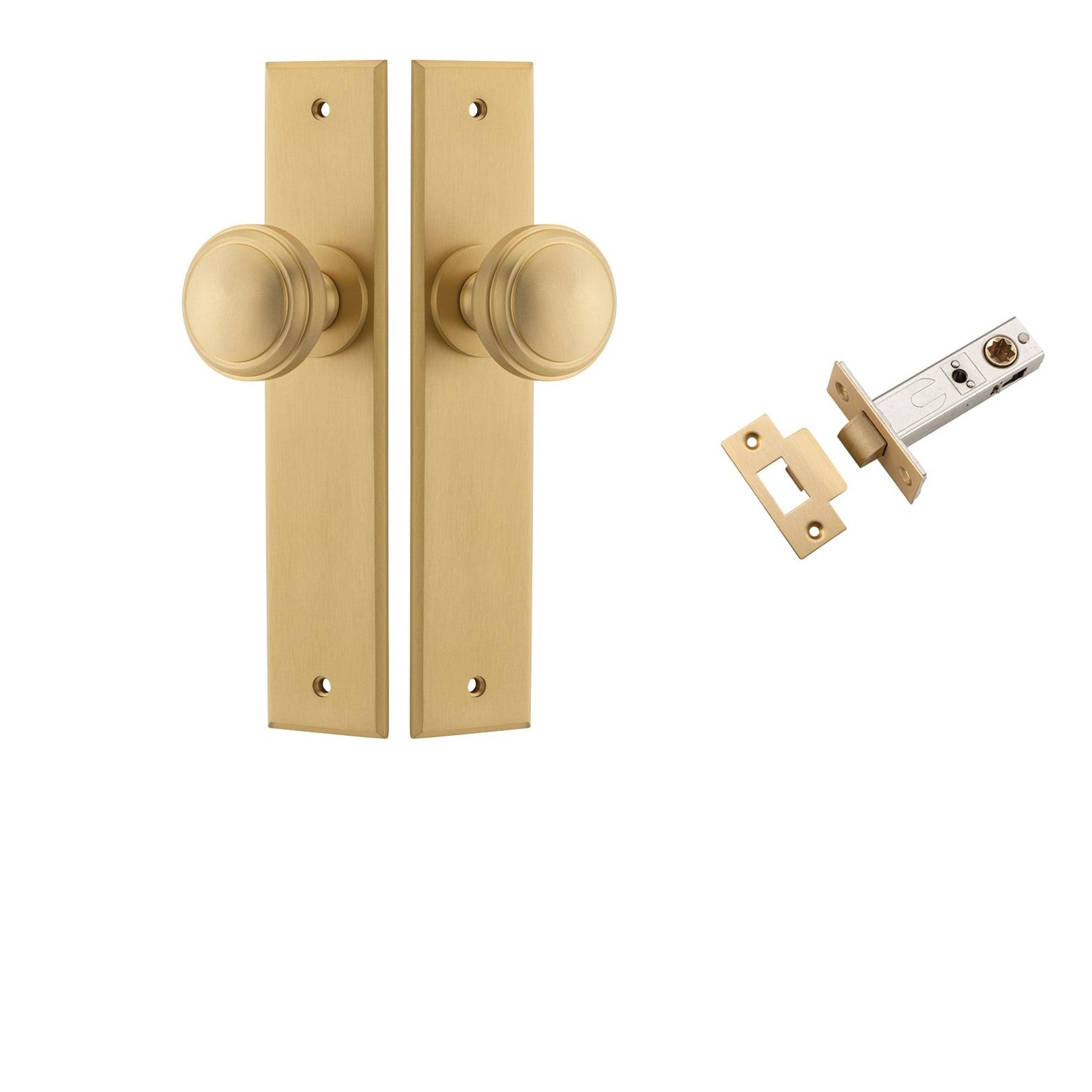 Iver Door Knob Paddington Chamfered Brushed Brass Passage Kit