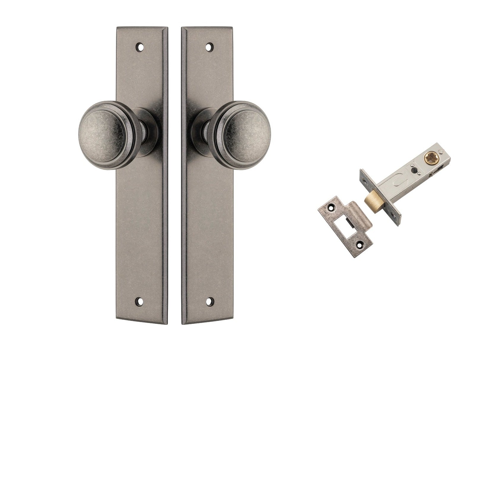 Iver Door Knob Paddington Chamfered Distressed Nickel Passage Kit