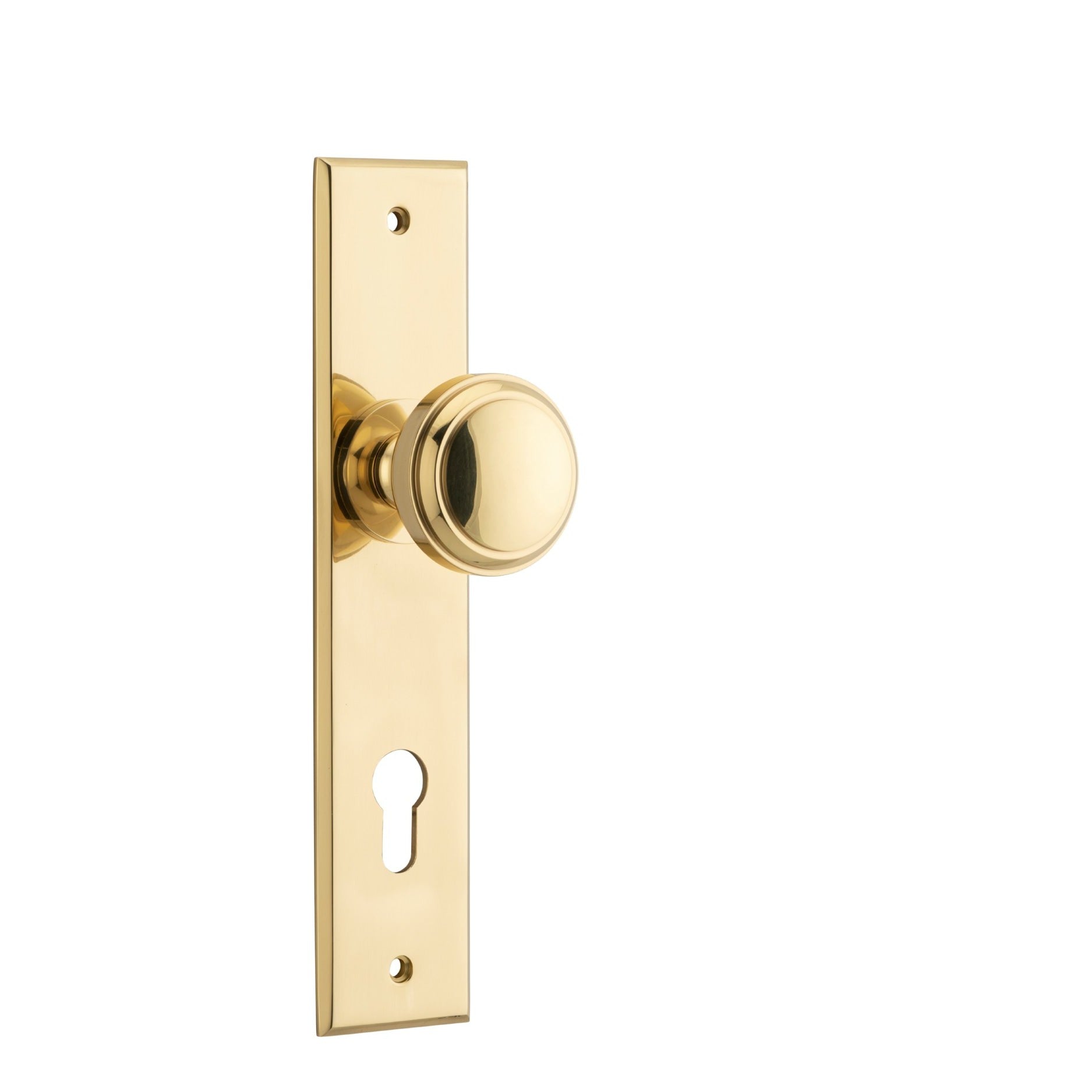 Iver Door Knob Paddington Chamfered Euro Pair Polished Brass