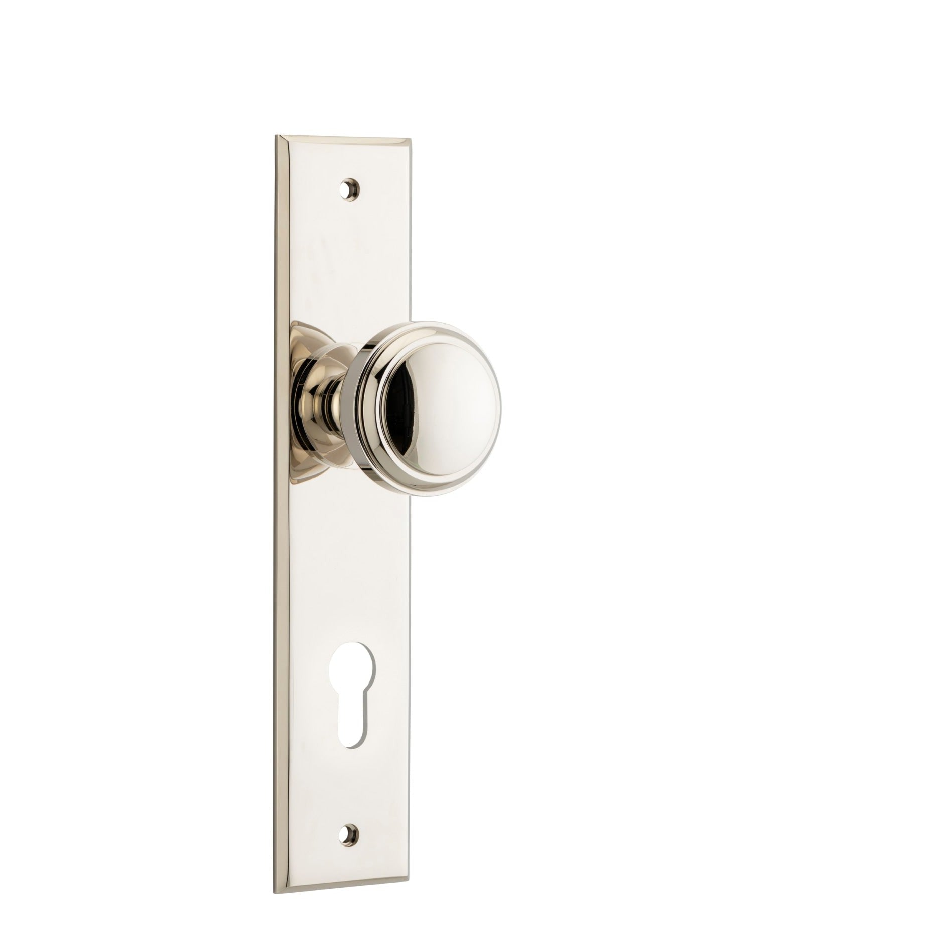 Iver Door Knob Paddington Chamfered Euro Pair Polished Nickel