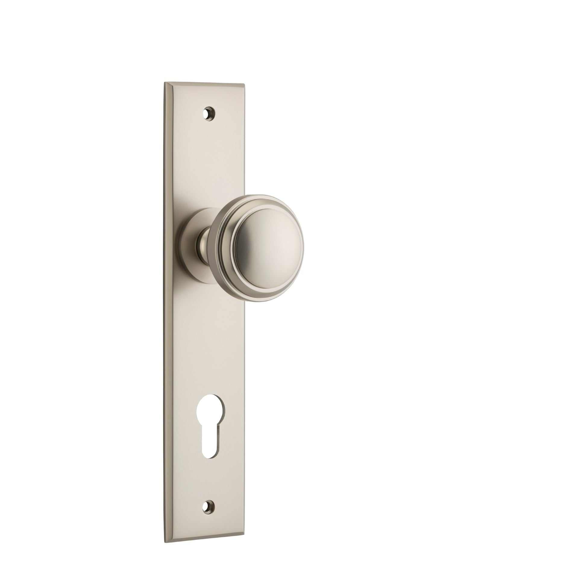 Iver Door Knob Paddington Chamfered Euro Pair Satin Nickel