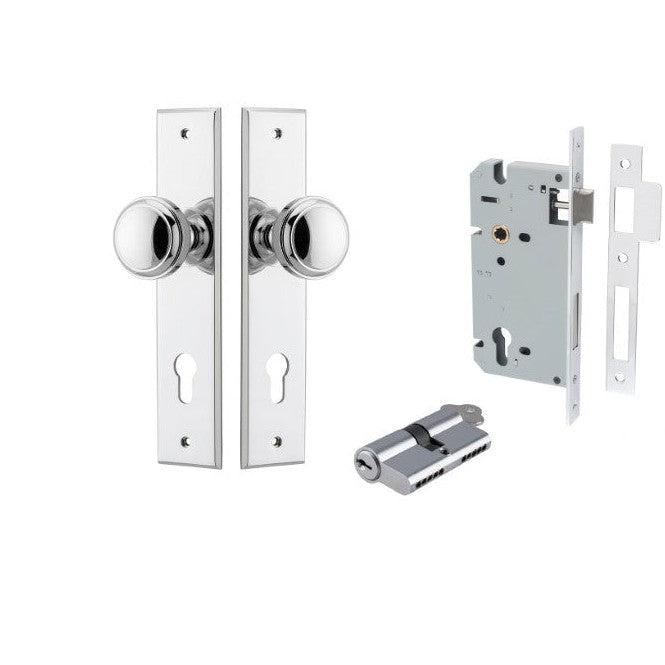 Iver Door Knob Paddington Chamfered Key/Key Polished Chrome Entrance Kit