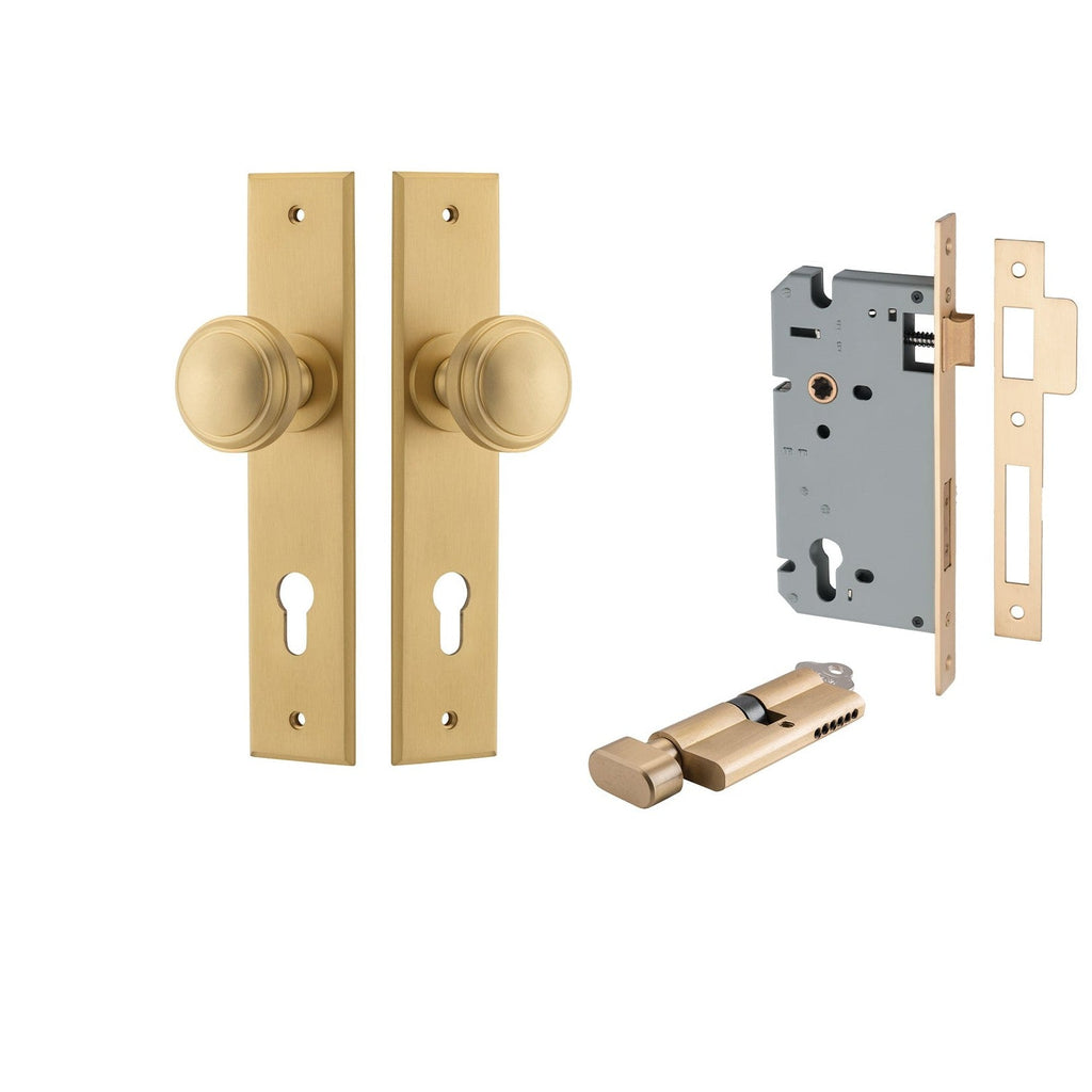 Iver Door Knob Paddington Chamfered Key/Thumb Brushed Brass Entrance K ...