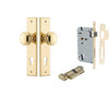 Iver Door Knob Paddington Chamfered Key/Thumb Polished Brass Entrance Kit