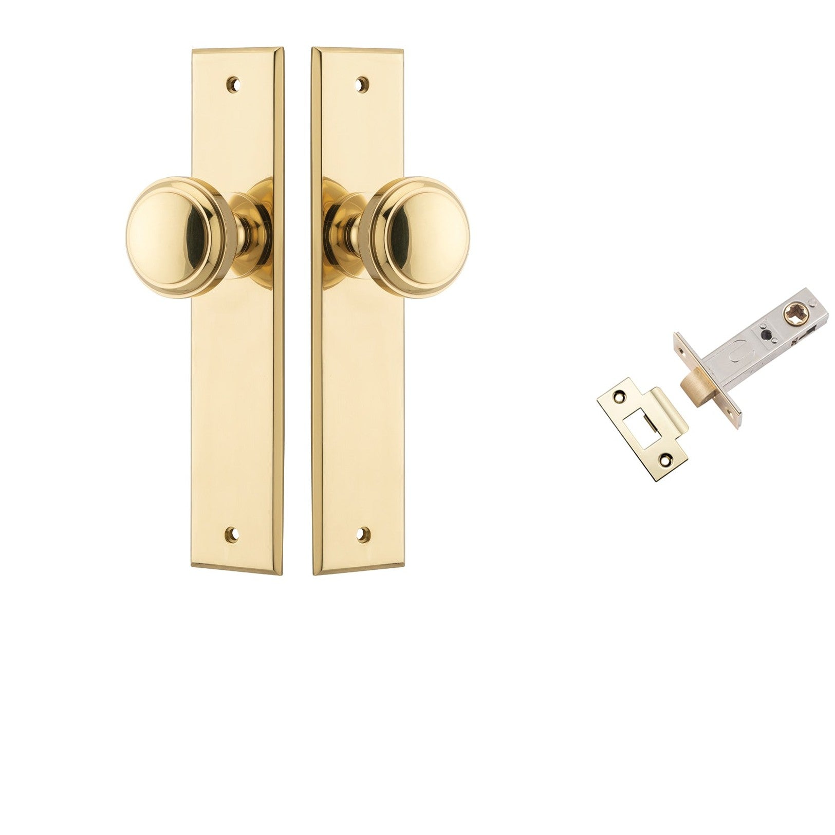 Iver Door Knob Paddington Chamfered Polished Brass Passage Kit