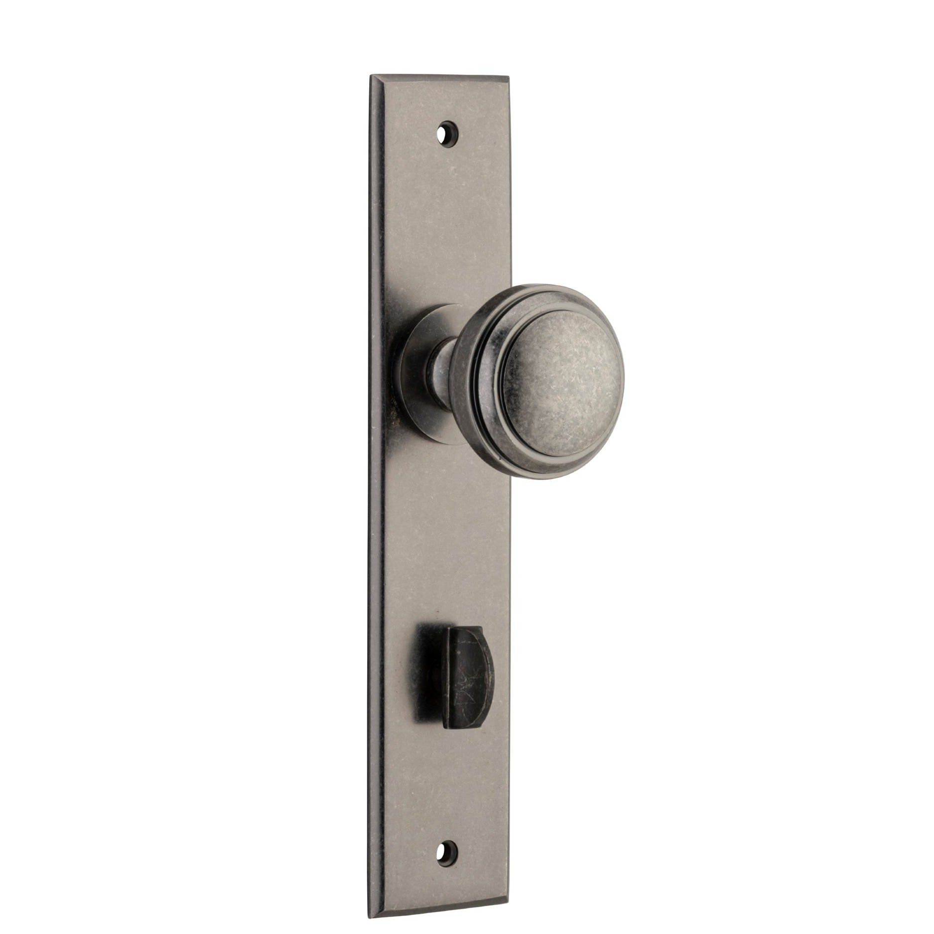 Iver Door Knob Paddington Chamfered Privacy Pair Distressed Nickel