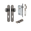 Iver Door Knob Paddington Oval Euro Key/Thumb Distressed Nickel Entrance Kit