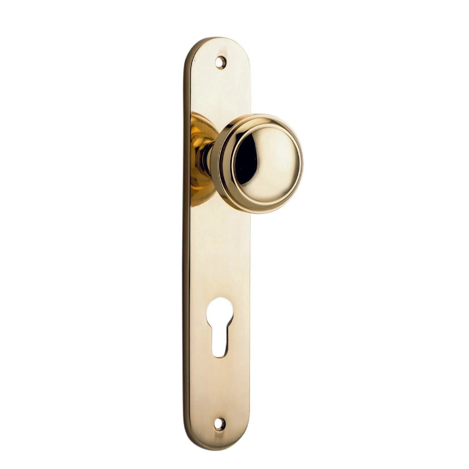 Iver Door Knob Paddington Oval Euro Pair Polished Brass