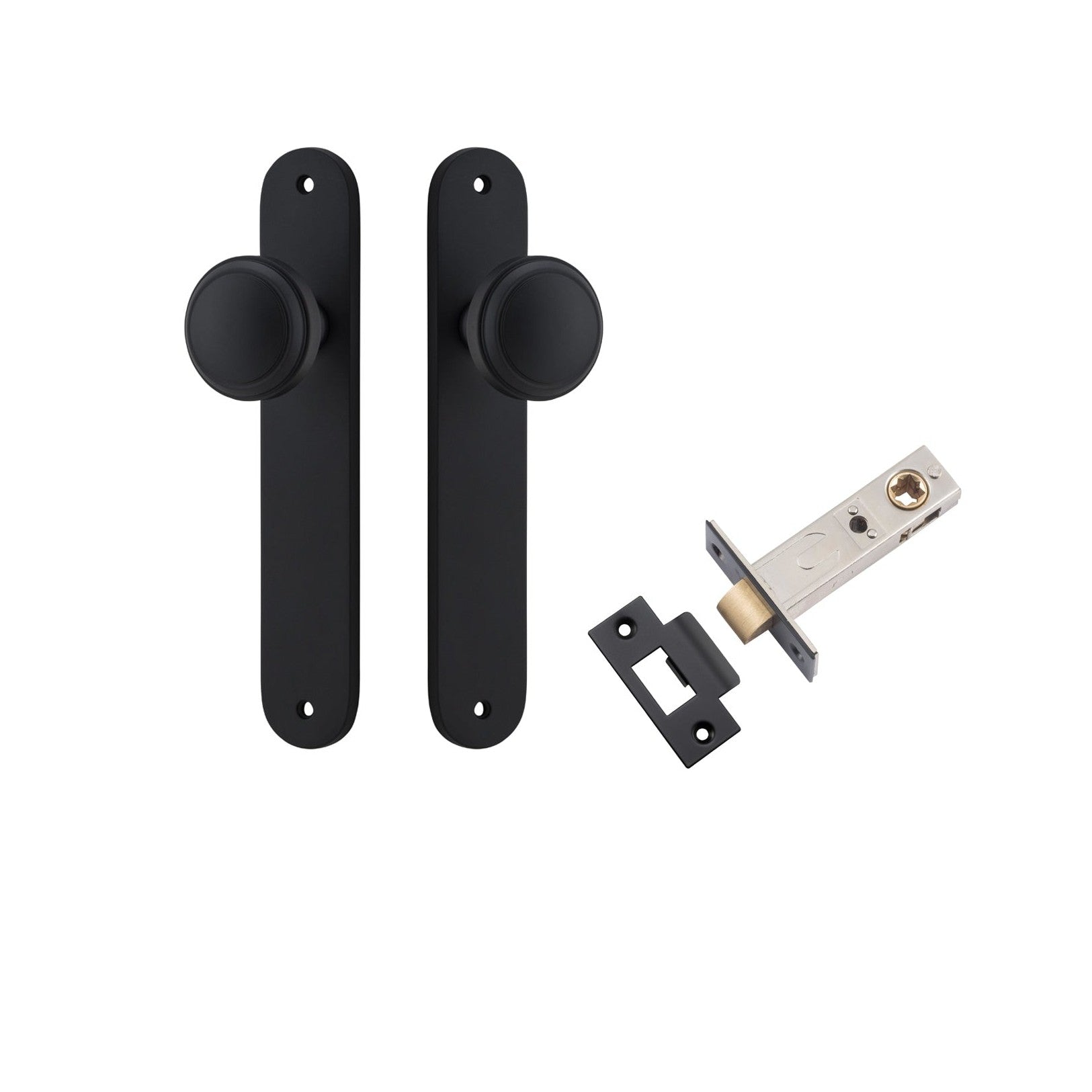 Iver Door Knob Paddington Oval Latch Matt Black Passage Kit