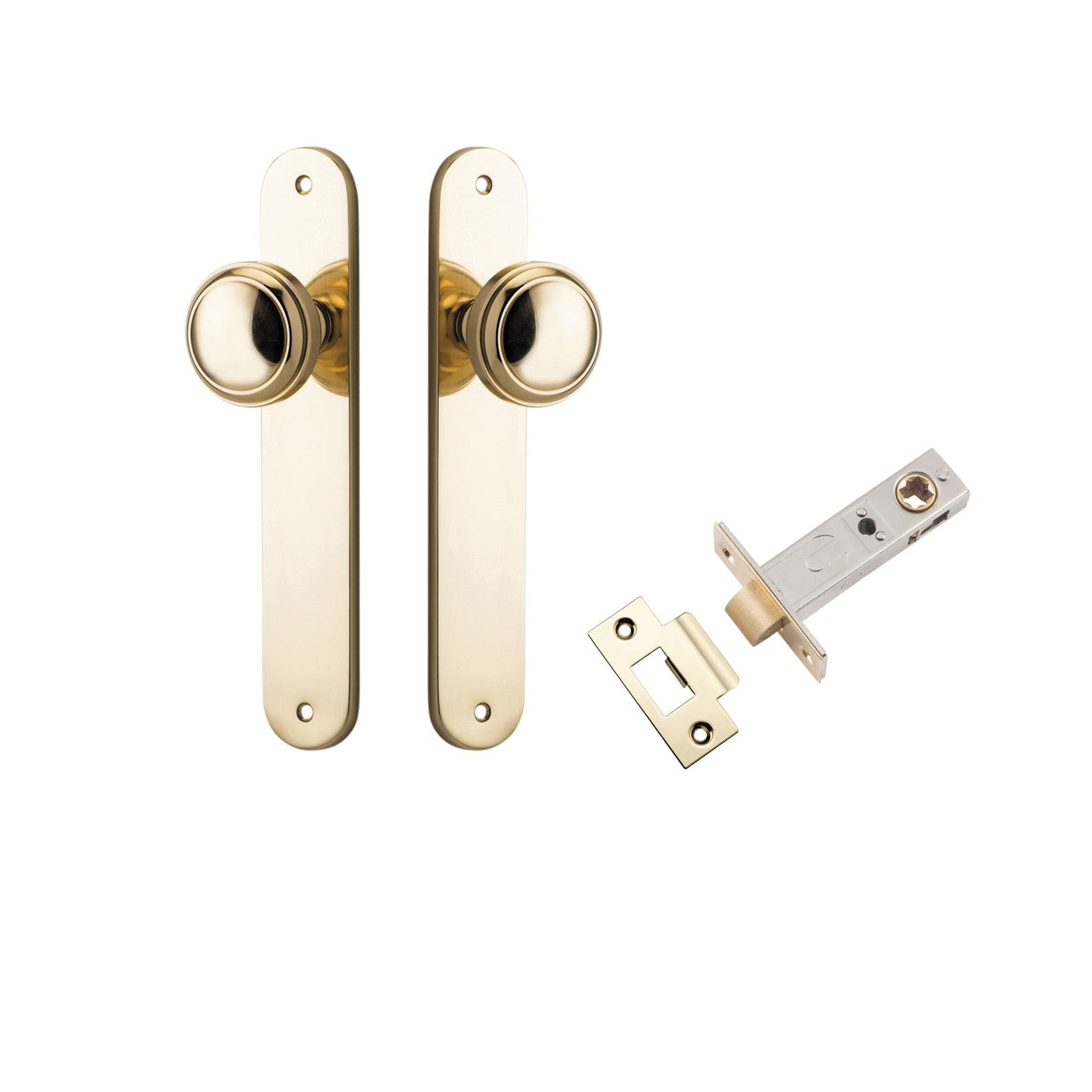 Iver Door Knob Paddington Oval Latch Polished Brass Passage Kit