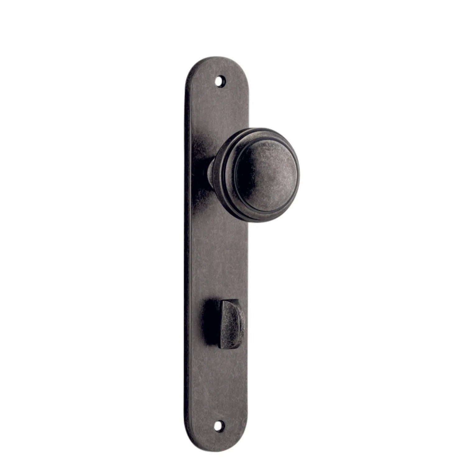 Iver Door Knob Paddington Oval Privacy Pair Distressed Nickel