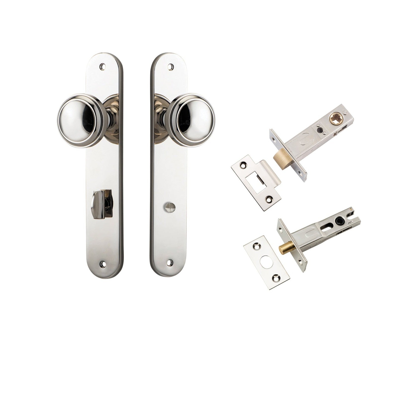 Iver Door Knob Paddington Oval Privacy Polished Nickel Inbuilt Privacy Kit