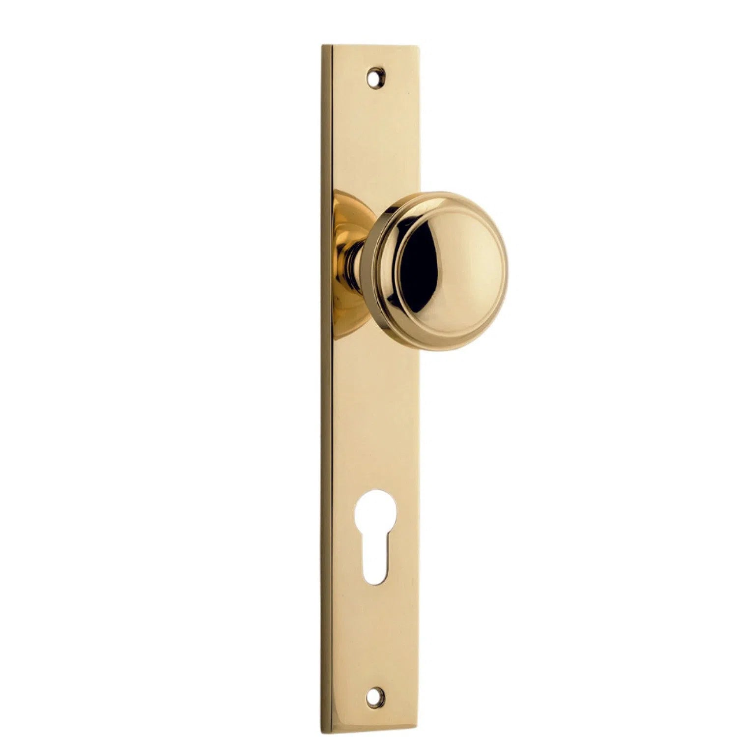 Iver Door Knob Paddington Rectangular Euro Pair Polished Brass