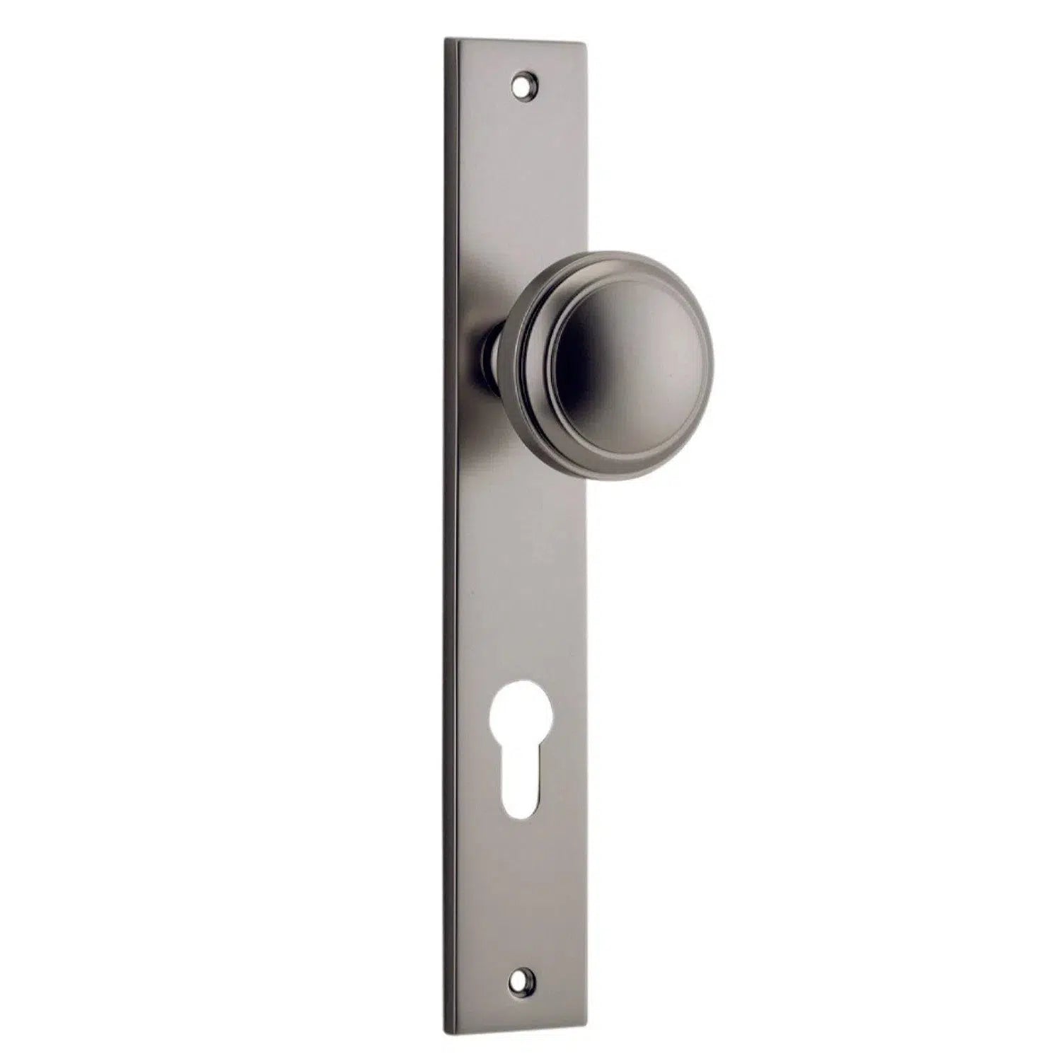 Iver Door Knob Paddington Rectangular Euro Pair Satin Nickel