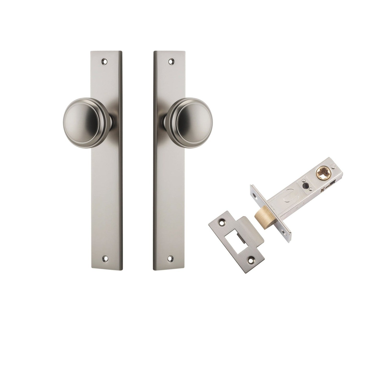 Iver Door Knob Paddington Rectangular Latch Satin Nickel Passage Kit