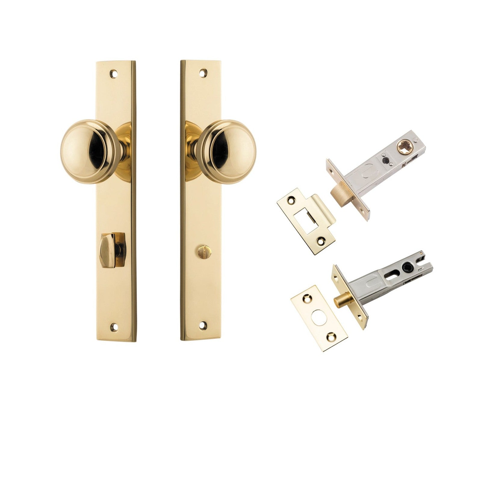 Iver Door Knob Paddington Rectangular Privacy Polished Brass Inbuilt Privacy Kit