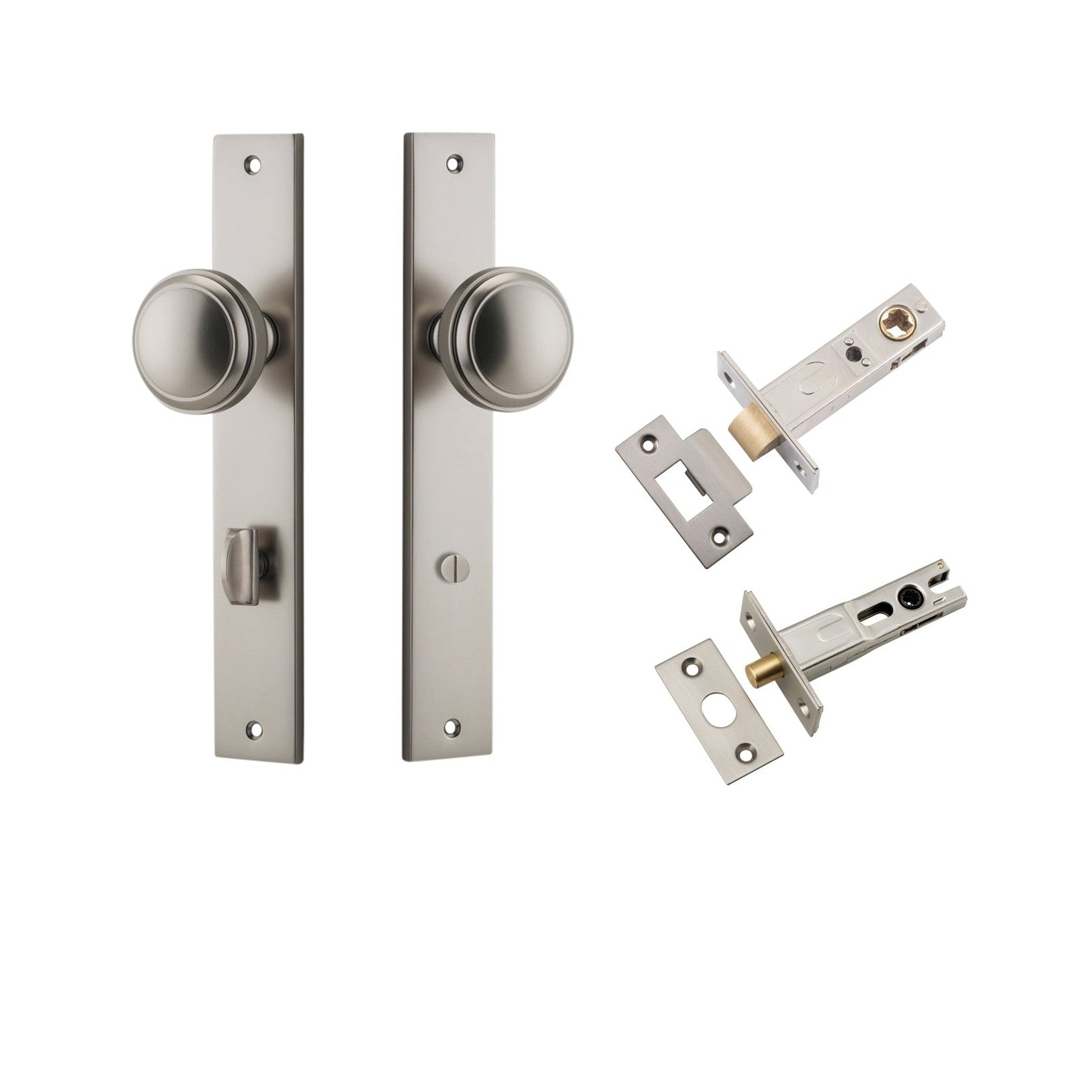 Iver Door Knob Paddington Rectangular Privacy Satin Nickel Inbuilt Privacy Kit