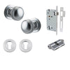 Iver Door Knob Paddington Round Rose Concealed Fix Key/Key Brushed Chrome Entrance Kit