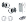 Iver Door Knob Paddington Round Rose Concealed Fix Key/Key Polished Chrome Entrance Kit