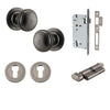 Iver Door Knob Paddington Round Rose Concealed Fix Key/Thumb Distressed Nickel Entrance Kit