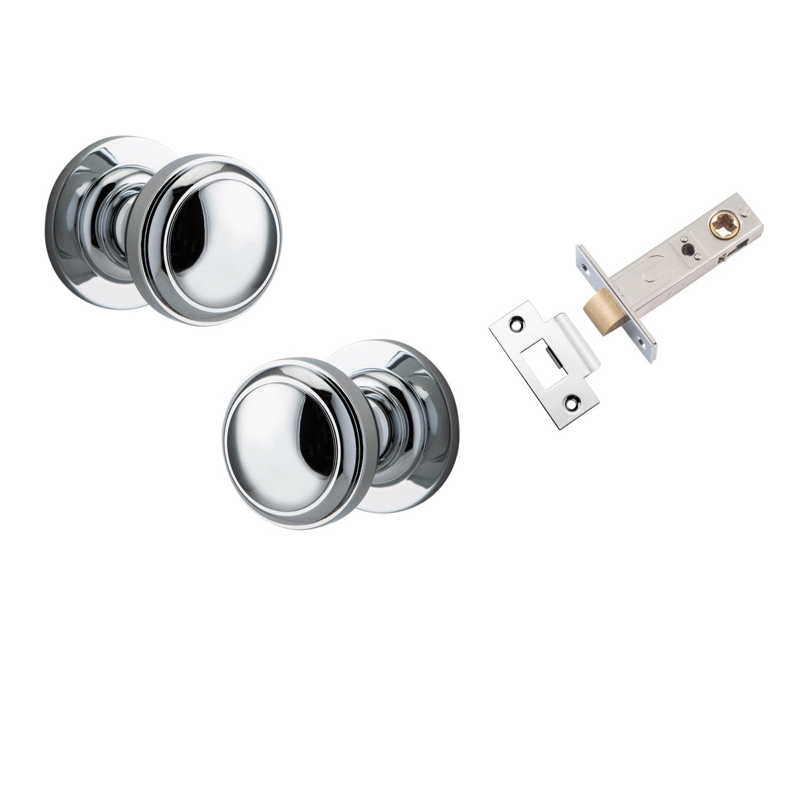 Iver Door Knob Paddington Round Rose Concealed Fix Polished Chrome Passage Kit