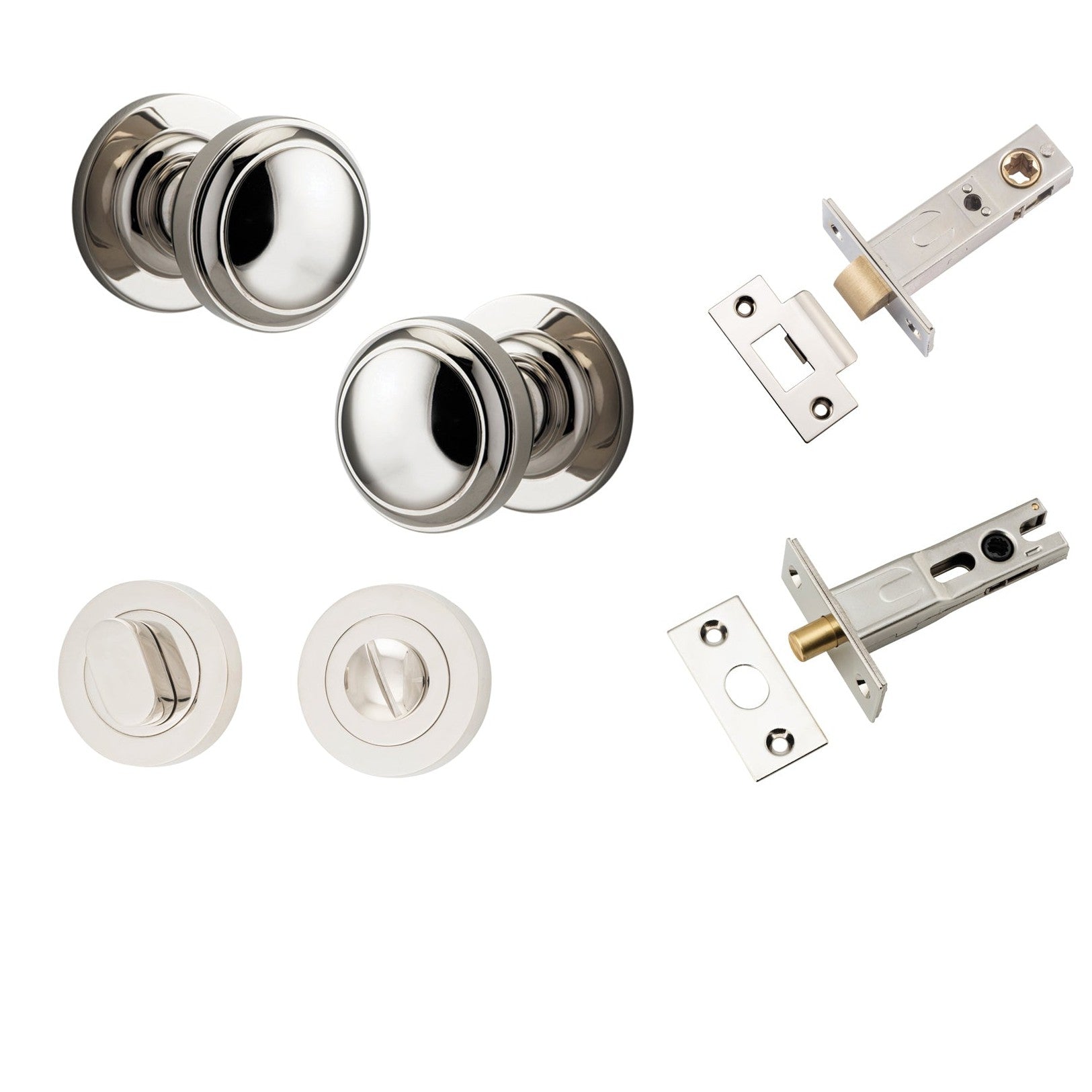 Iver Door Knob Paddington Round Rose Concealed Fix Polished Nickel Privacy Kit