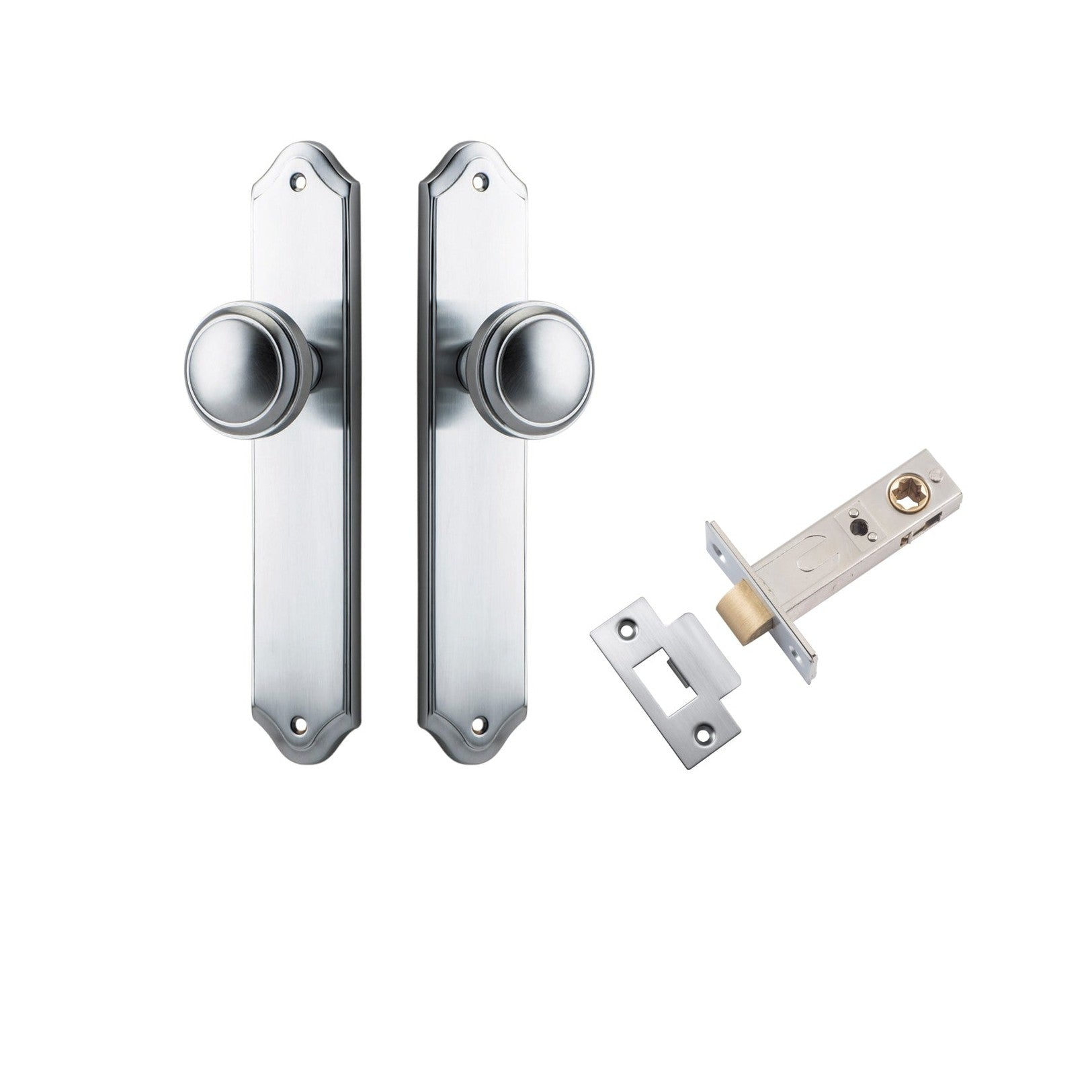 Iver Door Knob Paddington Shouldered Latch Brushed Chrome Passage Kit